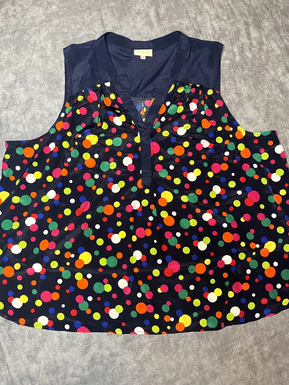  ModCloth Navy Multicolor Confetti Dot V-Neck Blouse Plus Size 4X RN138432
